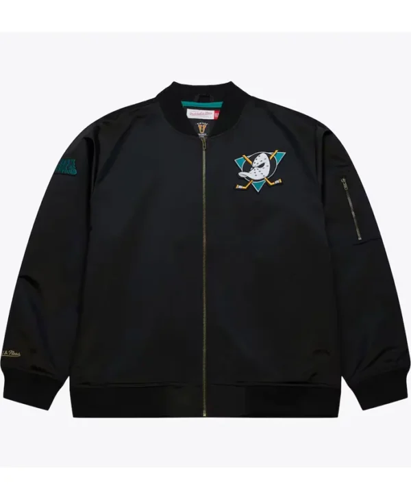 Anaheim Ducks Black Zip Bomber Jacket