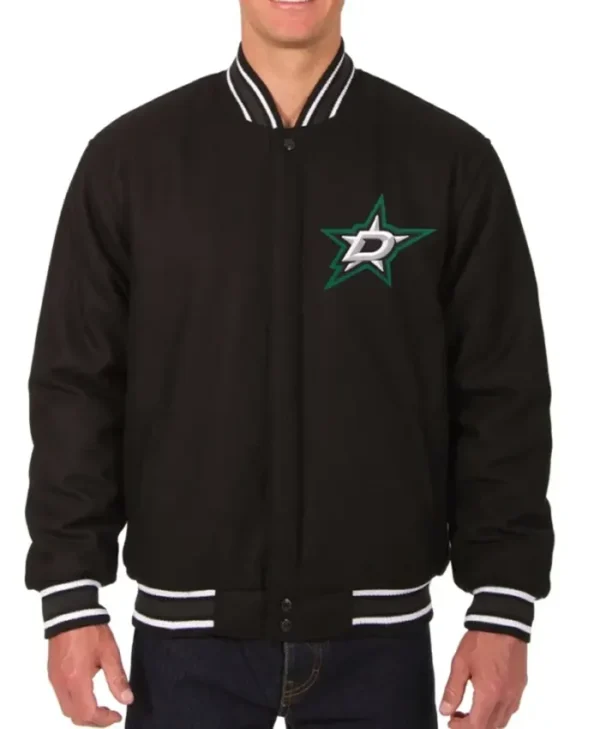 Dallas Stars Black Wool Letterman Varsity Jacket