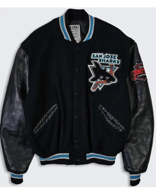 Jack Thiel San Jose Sharks Black Vintage Varsity Jacket