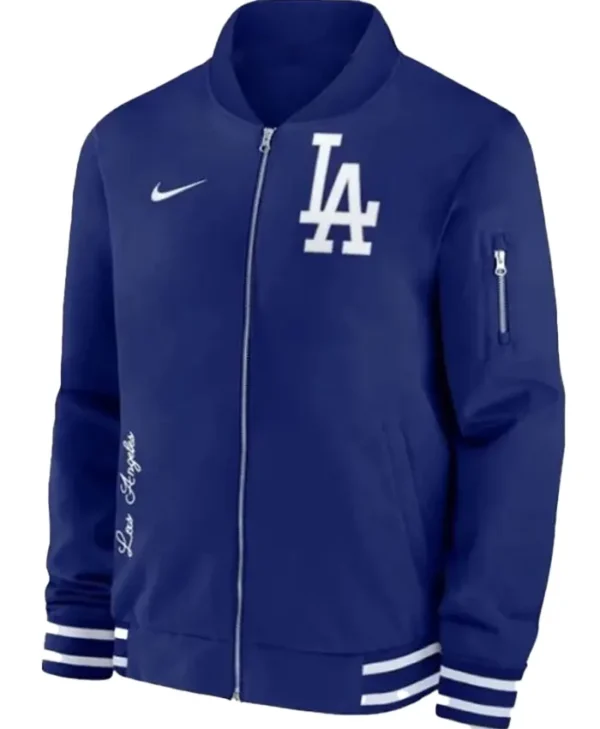 Los Angeles Dodgers Navy Blue Bomber Zip Jacket