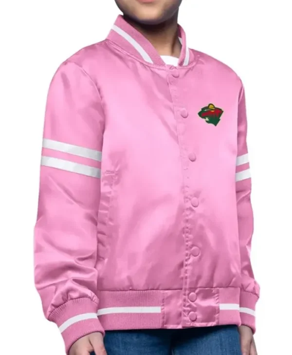 Minnesota Wild Pink Full-Snap Pink Varsity Jacket