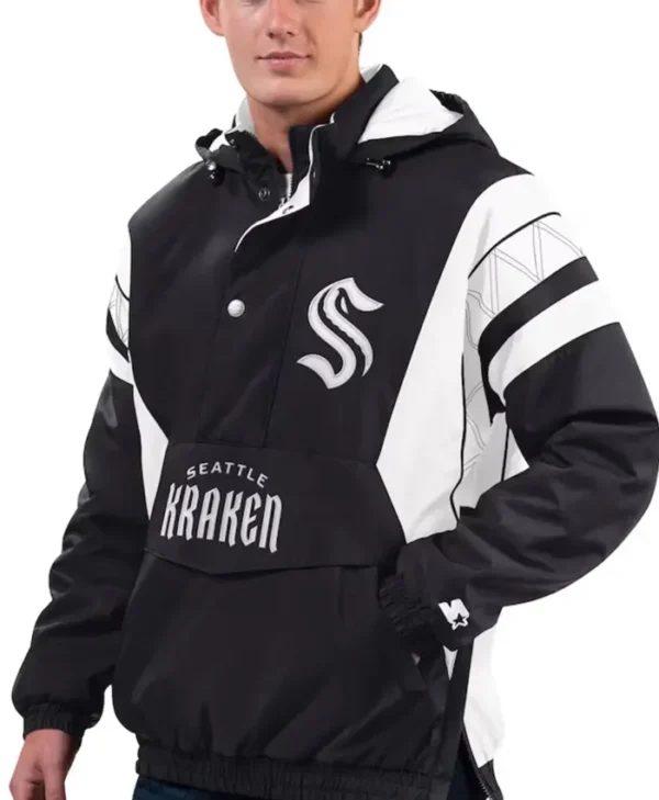 Seattle Kraken Black Anorak Starter Pullover Jacket