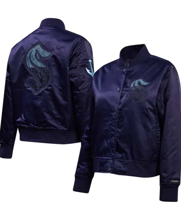 Seattle Kraken Purple Full Snap Satin Jacket