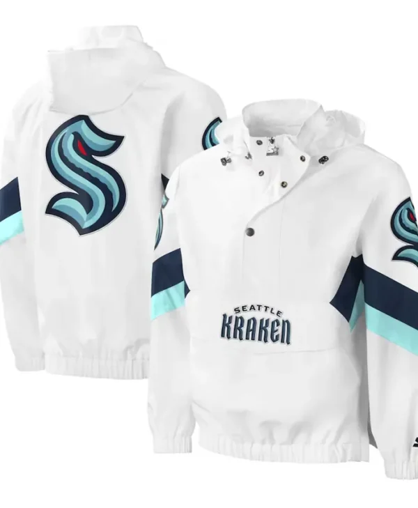 Seattle Kraken White Starter Anorak Pullover Jacket