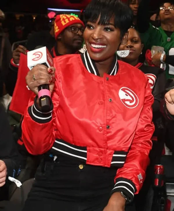 Shamea Morton Atlanta Hawks Red Satin Varsity Jacket