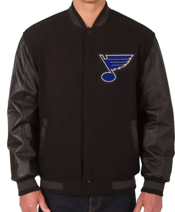 St Louis Blues Black Wool And PU Leather Jacket