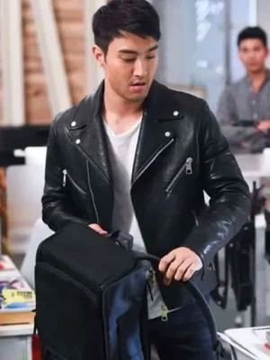 Choi Si won Black Leather Jacket