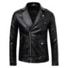 Mens Buston Black Shining Leather Biker Jacket