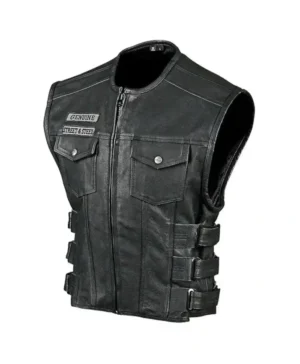 Shop Buy Dorm Street & Steel Anarchy Black Leather Belted Vest For Women
