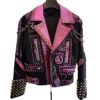 Womens Lady Gaga Kindness Punk Leather Jacket For Halloween
