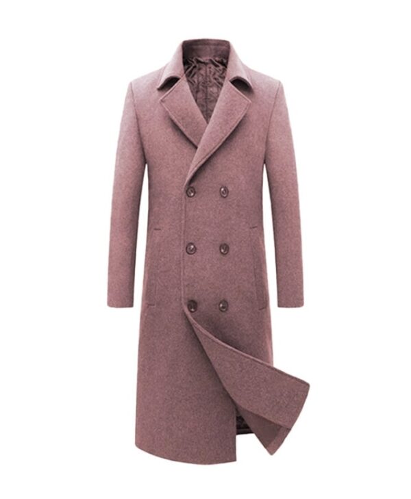 Mens Long Wool Trench Pink Coat