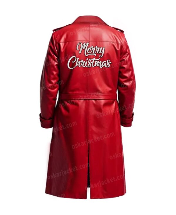 Merry Christmas Red Leather Coat